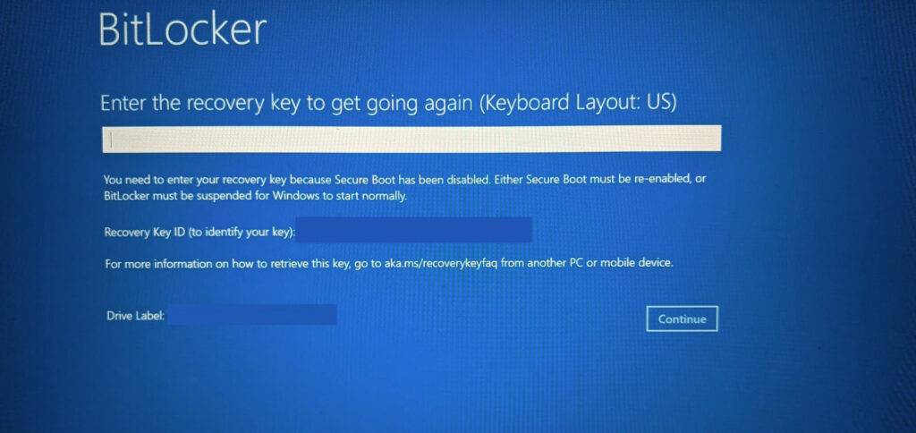 Windows BitLocker - Enhancing Data Security in Windows 11 Bit Locker Key Entry Image